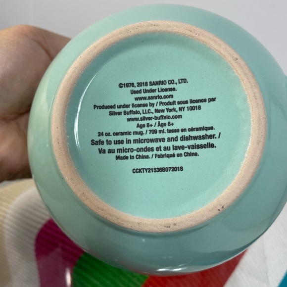 BNIB Hello Kitty Blue Bow Ceramic Soup Mug & Pink Spoon Set - Picture 7 of 7